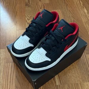 Nike Air Jordan Black, Red, and White Sneakers
